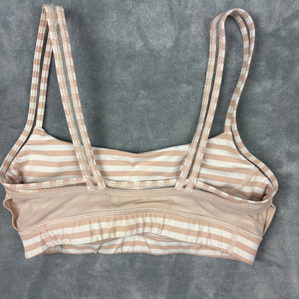 Lululemon Straight Up Bra 4 Narrow Stripe Tan White Yoga Athletic Sportcore Gym - Picture 7 of 9